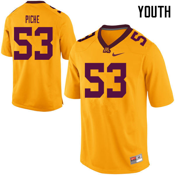 Youth #53 Owen Piche Minnesota Golden Gophers College Football Jerseys Sale-Yellow